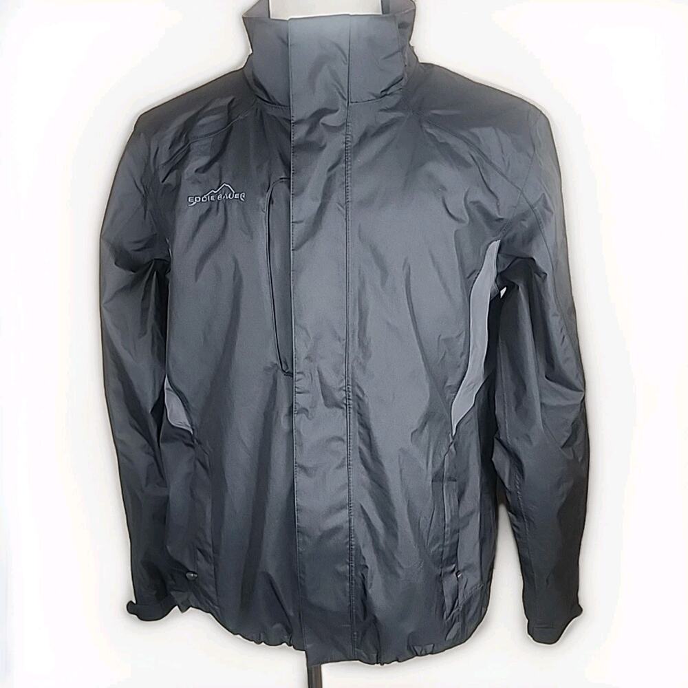 Eddie Bauer Weatheredge Men's Size Medium Black Hooded Full Zip Jacket